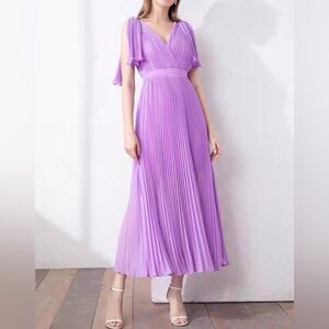 Elegant Purple Pleated Dress